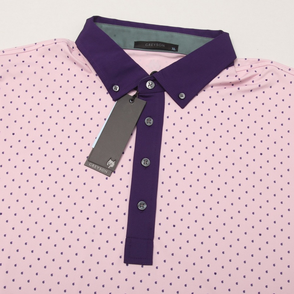 Greyson Men's XL Sunrise Pink Purple Paisley Polo Shirt Performance Golf NWT